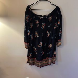 NWOT Black Floral Off Shoulder Dress